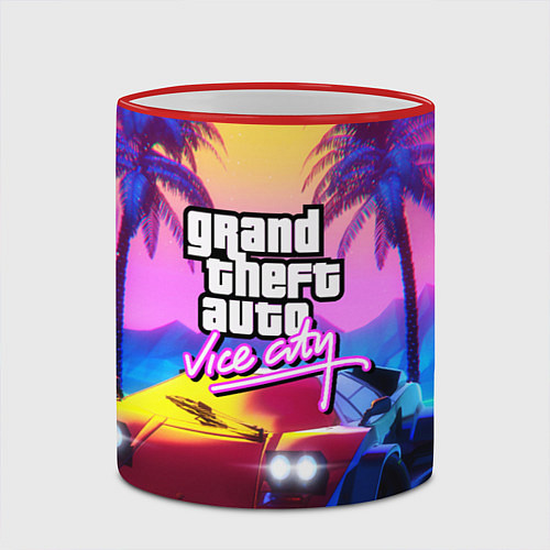 Кружка цветная Vice city retro wave Lambo / 3D-Красный кант – фото 2
