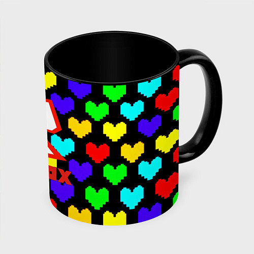Кружка цветная Роблокс сердца / 3D-Белый + черный – фото 1