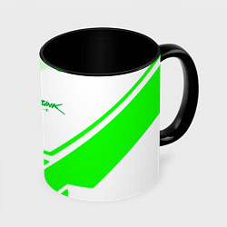 Кружка 3D Cyberpunk 2077 geometry green, цвет: 3D-белый + черный