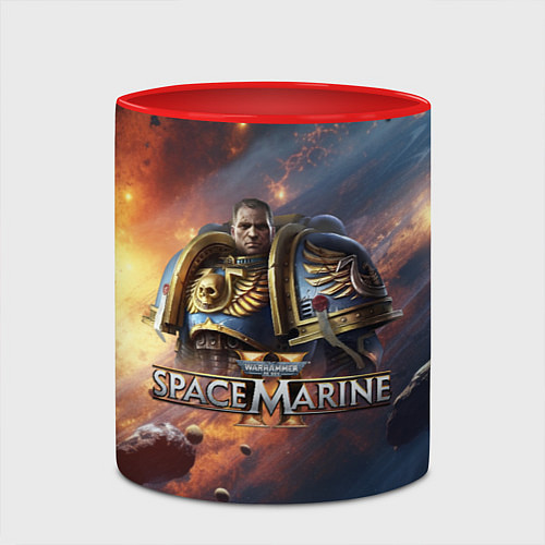 Кружка цветная Warhammer 40000 space marine 2 Captain Titus / 3D-Белый + красный – фото 2