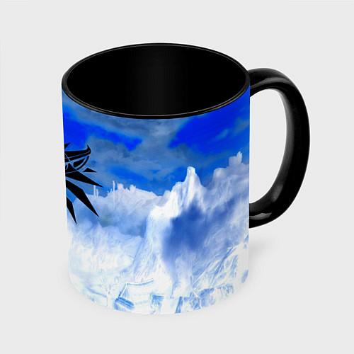 Кружка цветная The Witcher logo winter / 3D-Белый + черный – фото 1