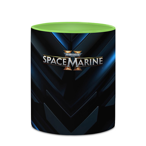 Кружка цветная Warhammer 40000 space marine 2 лого / 3D-Белый + светло-зеленый – фото 2