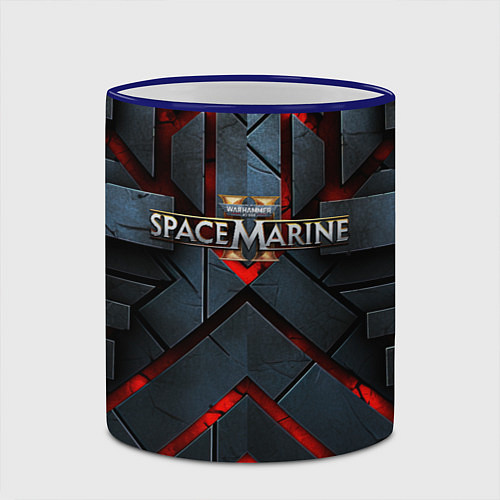 Кружка цветная Warhammer 40000 space marine 2 лого / 3D-Синий кант – фото 2