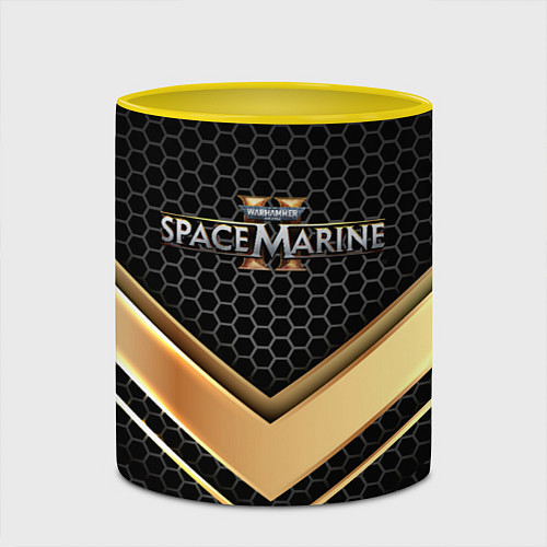 Кружка цветная Warhammer 40000 space marine 2 лого / 3D-Белый + желтый – фото 2
