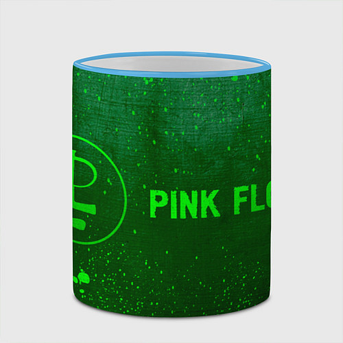 Кружка цветная Pink Floyd - green gradient по-горизонтали / 3D-Небесно-голубой кант – фото 2