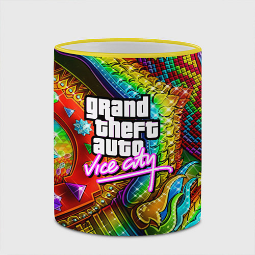 Кружка цветная GTA casino steel / 3D-Желтый кант – фото 2