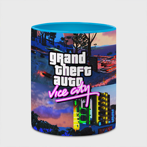 Кружка цветная GTA vice city коллаж / 3D-Белый + небесно-голубой – фото 2
