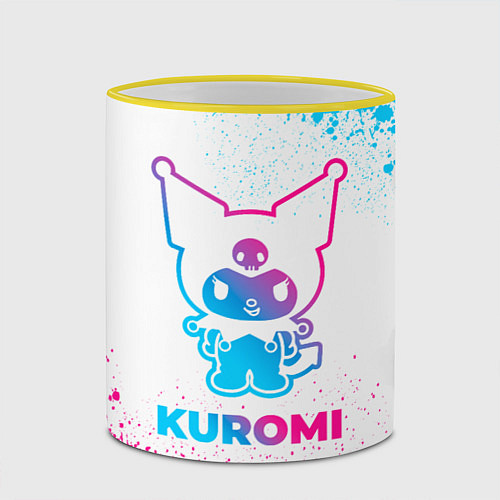 Кружка цветная Kuromi neon gradient style / 3D-Желтый кант – фото 2