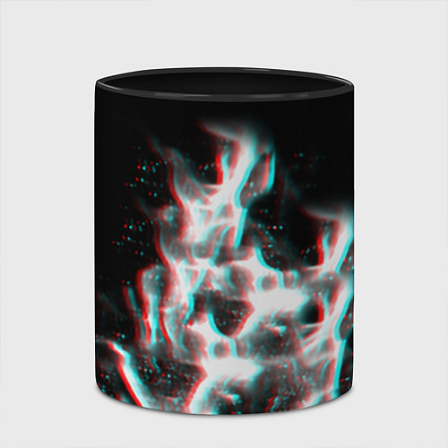 Кружка цветная Огонь глитч текстура / 3D-Белый + черный – фото 2