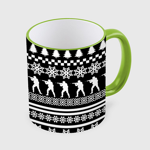 Кружка цветная Among us x cs go / 3D-Светло-зеленый кант – фото 1