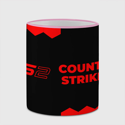Кружка цветная Counter Strike 2 - red gradient по-горизонтали / 3D-Розовый кант – фото 2