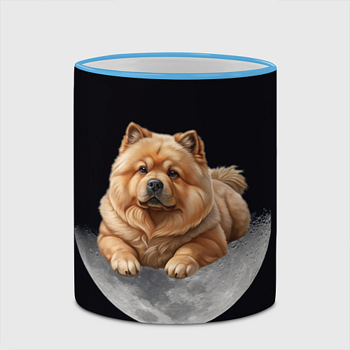 Кружка цветная Чау-чау палевый и луна / 3D-Небесно-голубой кант – фото 2