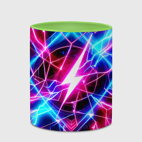 Кружка цветная Lightning - neon fantasy / 3D-Белый + светло-зеленый – фото 2