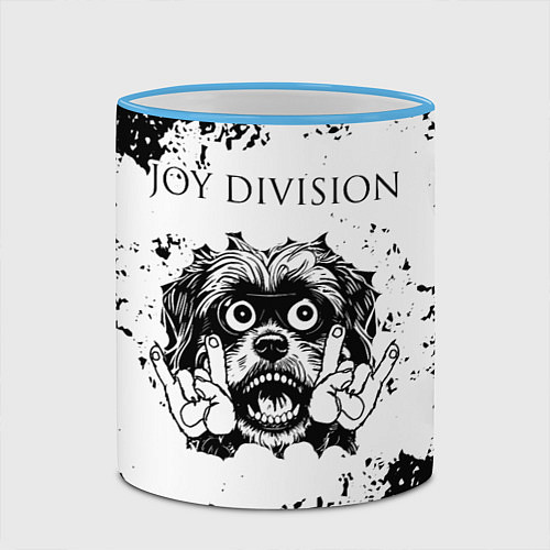 Кружка цветная Joy Division - рок пес / 3D-Небесно-голубой кант – фото 2