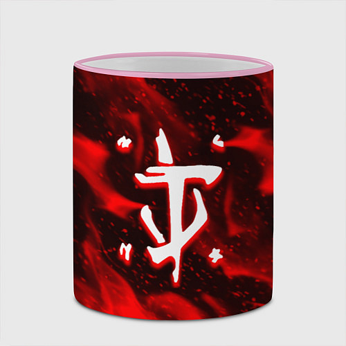 Кружка цветная Doom logo fire / 3D-Розовый кант – фото 2