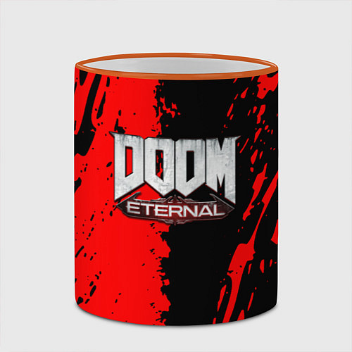 Кружка цветная Doom eternal краски / 3D-Оранжевый кант – фото 2