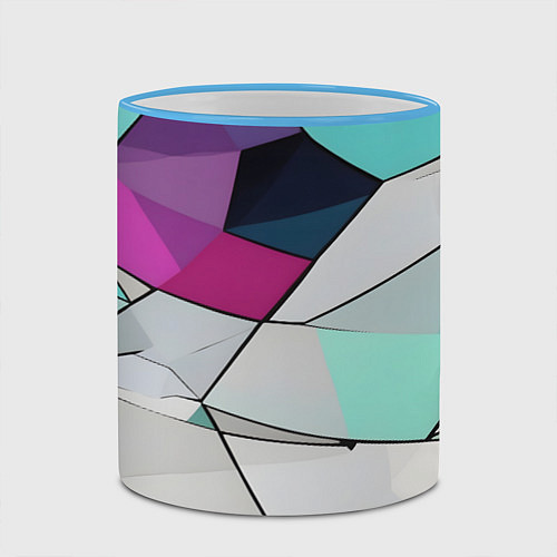 Кружка цветная Яркая геометрическая абстракция / 3D-Небесно-голубой кант – фото 2