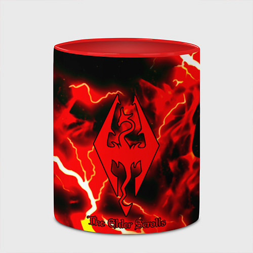 Кружка цветная Skyrim red storm logo / 3D-Белый + красный – фото 2