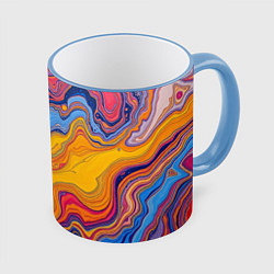 Кружка 3D Поток разноцветной краски, цвет: 3D-небесно-голубой кант