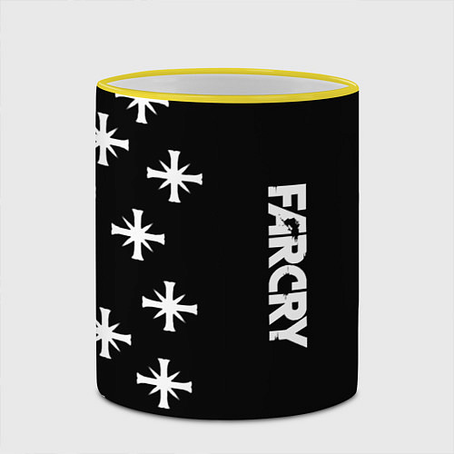 Кружка цветная Farcry текстура знаки / 3D-Желтый кант – фото 2