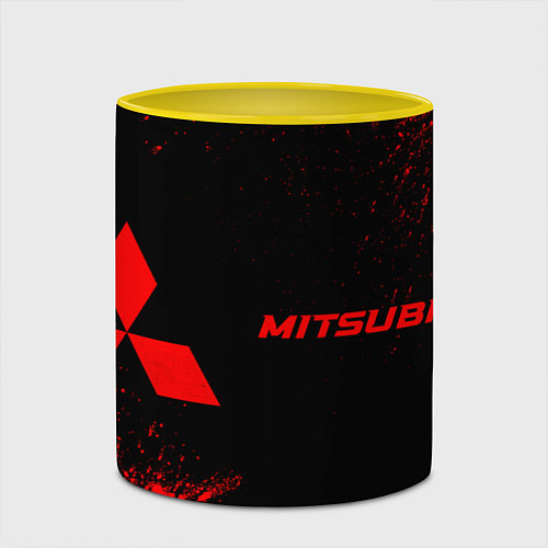 Кружка цветная Mitsubishi - red gradient по-горизонтали / 3D-Белый + желтый – фото 2