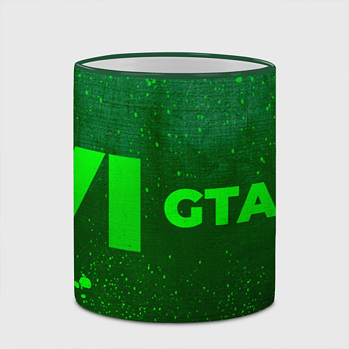 Кружка цветная GTA 6 - green gradient по-горизонтали / 3D-Зеленый кант – фото 2