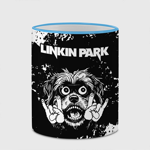Кружка цветная Linkin Park рок пес / 3D-Небесно-голубой кант – фото 2