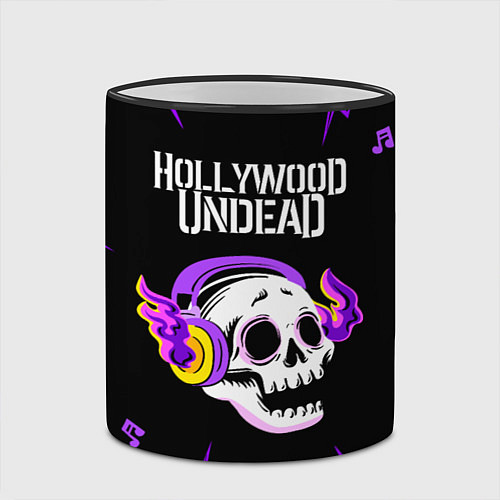 Кружка цветная Hollywood Undead неоновый череп / 3D-Черный кант – фото 2