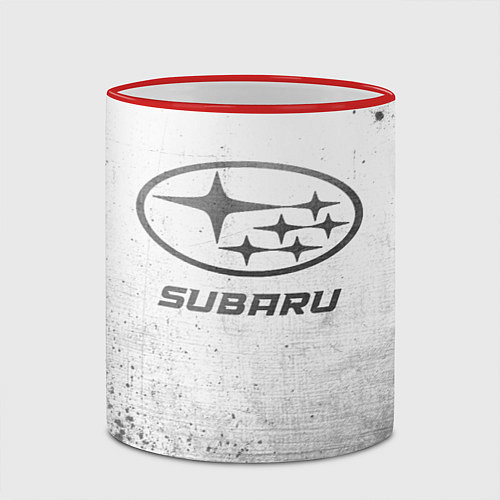 Кружка цветная Subaru - white gradient / 3D-Красный кант – фото 2