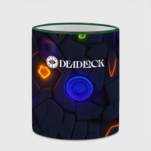 Кружка цветная Deadlock logo текстурные плиты / 3D-Зеленый кант – фото 2