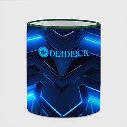 Кружка 3D Deadlock logo и синий неон, цвет: 3D-зеленый кант — фото 2