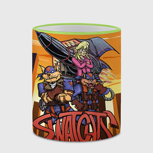 Кружка цветная Коты быстрого реагирования / 3D-Светло-зеленый кант – фото 2