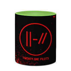 Кружка 3D Twenty One Pilots - red gradient, цвет: 3D-белый + светло-зеленый — фото 2