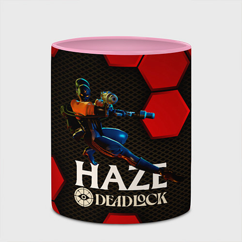 Кружка цветная Deadlock Haze красные плиты / 3D-Белый + розовый – фото 2