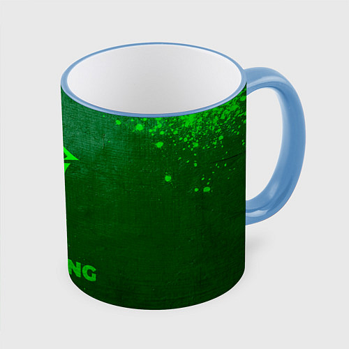 Кружка цветная Hellsing - green gradient / 3D-Небесно-голубой кант – фото 1