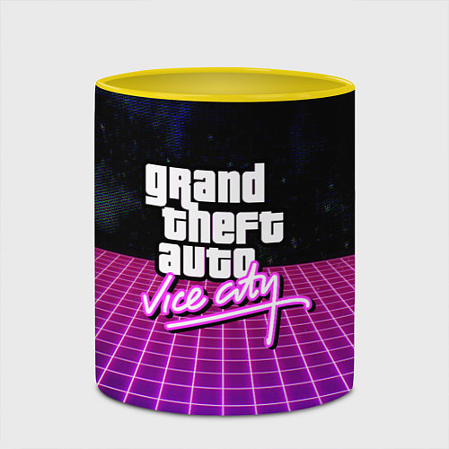 Кружка цветная GTA retro wave / 3D-Белый + желтый – фото 2