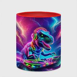 Кружка 3D Tyrannosaur DJ - neon glow, цвет: 3D-белый + красный — фото 2