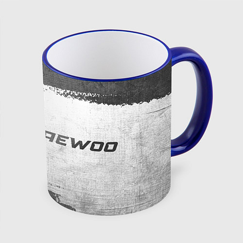 Кружка цветная Daewoo - white gradient по-горизонтали / 3D-Синий кант – фото 1