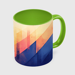 Кружка 3D Abstract art - geometric shapes, цвет: 3D-белый + светло-зеленый