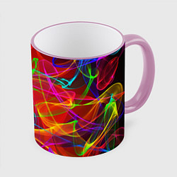 Кружка 3D Неоновые волны дыма, цвет: 3D-розовый кант