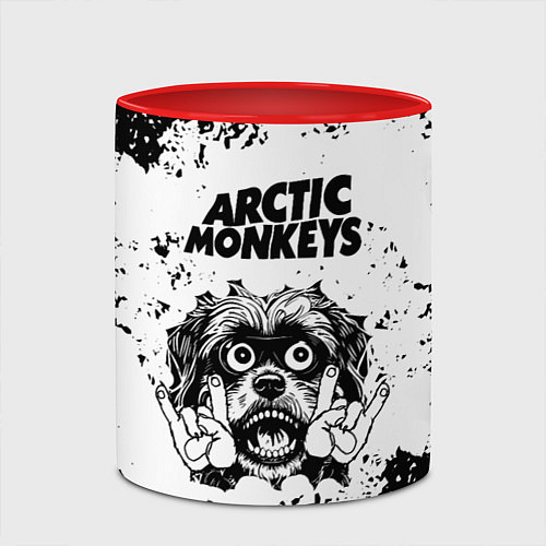 Кружка цветная Arctic Monkeys - рок пес / 3D-Белый + красный – фото 2