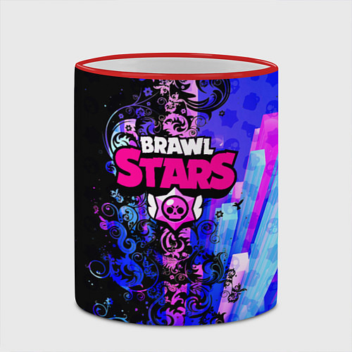 Кружка цветная Brawl stars neon abstraction / 3D-Красный кант – фото 2