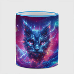 Кружка 3D Морда космического кота - неоновое свечение, цвет: 3D-небесно-голубой кант — фото 2