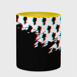 Кружка 3D Billie Eilish pattern glitch, цвет: 3D-белый + желтый — фото 2