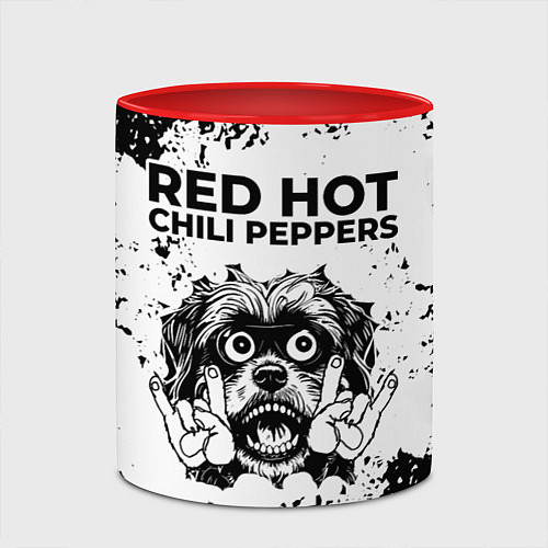 Кружка цветная Red Hot Chili Peppers - рок пес / 3D-Белый + красный – фото 2