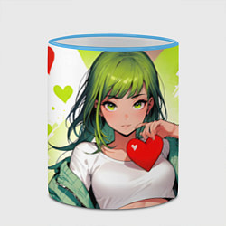 Кружка 3D Аниме сердечки, цвет: 3D-небесно-голубой кант — фото 2