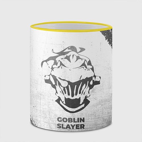 Кружка цветная Goblin Slayer - white gradient / 3D-Желтый кант – фото 2