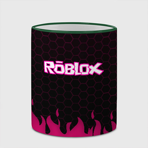 Кружка цветная Roblox fire pink / 3D-Зеленый кант – фото 2