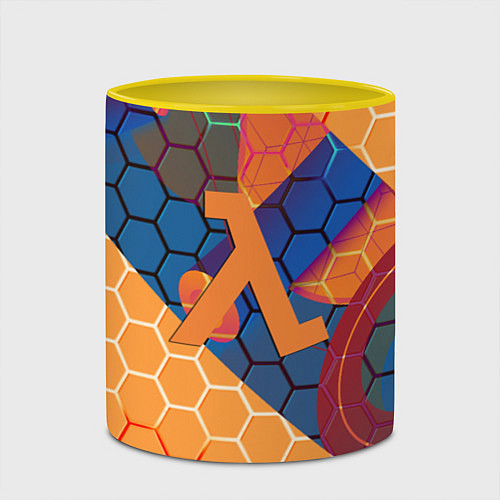 Кружка цветная Half life hexagon steel / 3D-Белый + желтый – фото 2