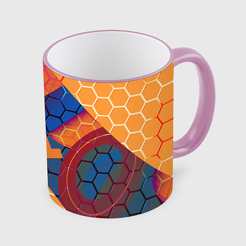 Кружка цветная Half life hexagon steel / 3D-Розовый кант – фото 1